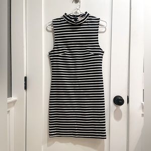 Black and white striped mini dress